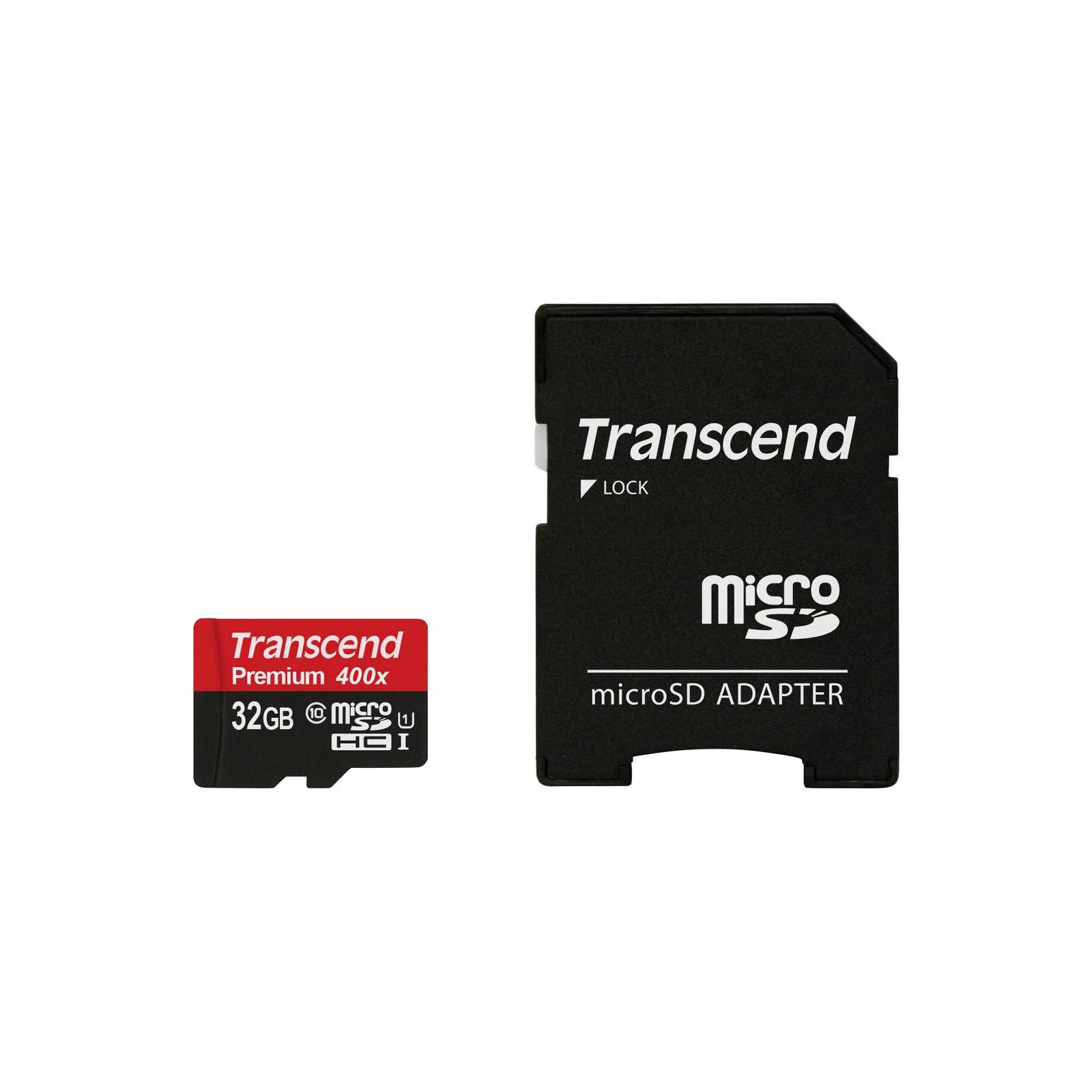MicroSD Karte Transcend microSDHC 32GB Class 10 UHS-I 400x + SD Adapter